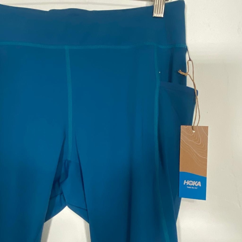 Hoka Teal Performance Crop Tights Leggings Large Side Pockets NWT - Picture 12 of 15